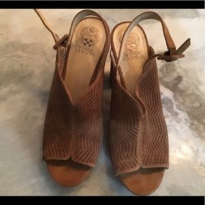 Vince Camuto Leather Peep Toe Heel Shoe